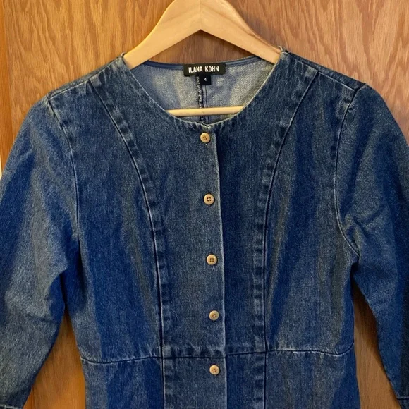 Ilana Kohn denim maxi dress 3/4 sleeves button down size 4 - Picture 7 of 11